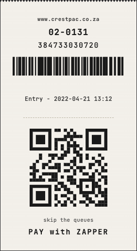 Crestpac QR parking ticket scanned by the luō app